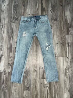 GAP Light Blue Slim Straight Girlfriend Jeans - Distressed Size 27